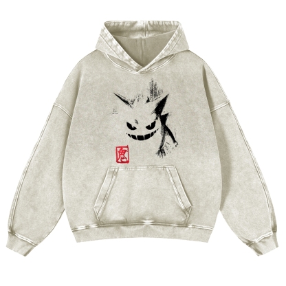Gengar Vintage Washed Thick Cotton Hoodie
