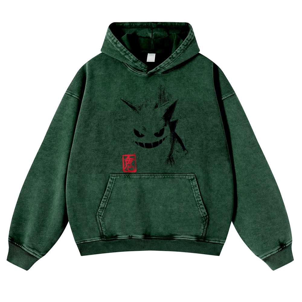Gengar Vintage Washed Thick Cotton Hoodie