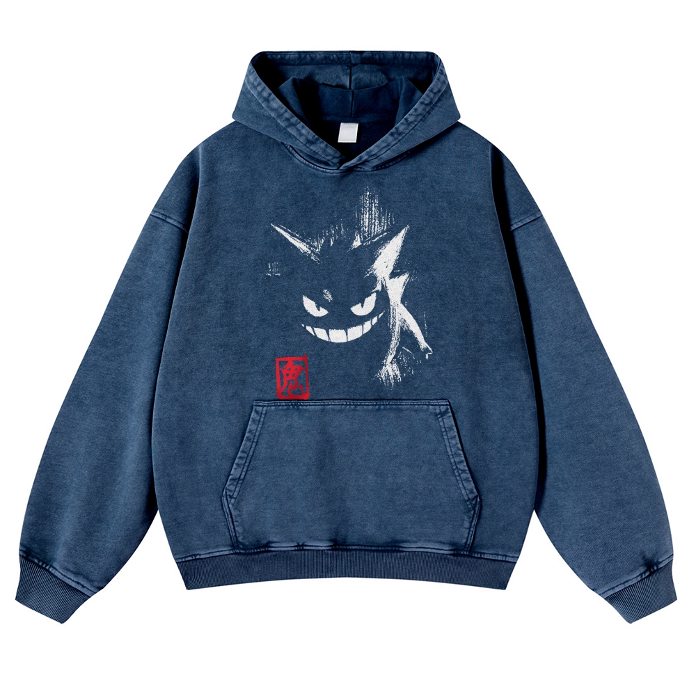 Gengar Vintage Washed Thick Cotton Hoodie