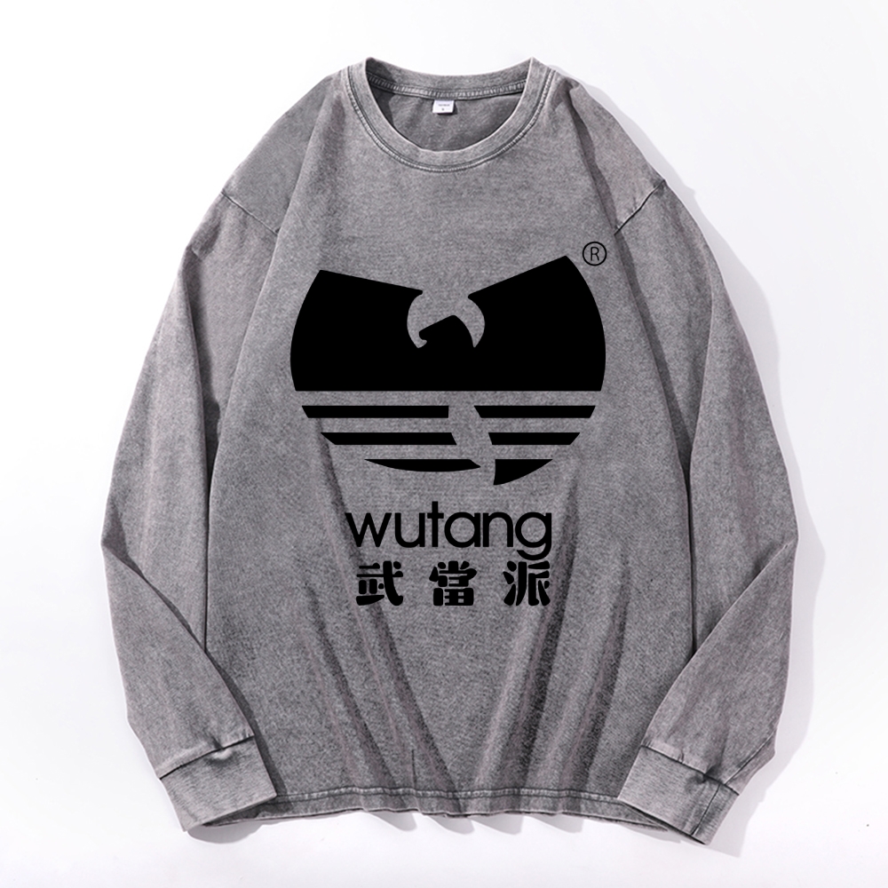Wu Tang Vintage Cotton Wash Crewneck Long-Sleeve T-Shirt