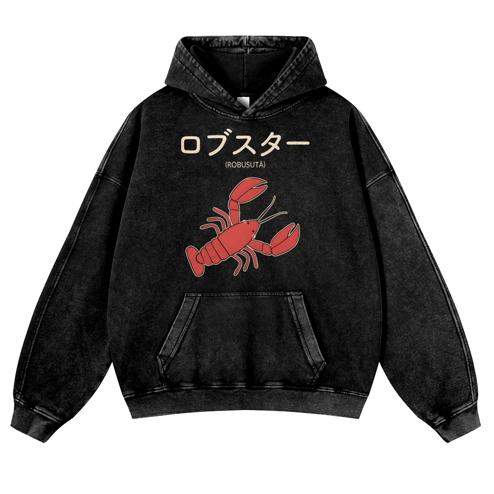 Lobster Vintage Washed Thick Cotton Hoodie