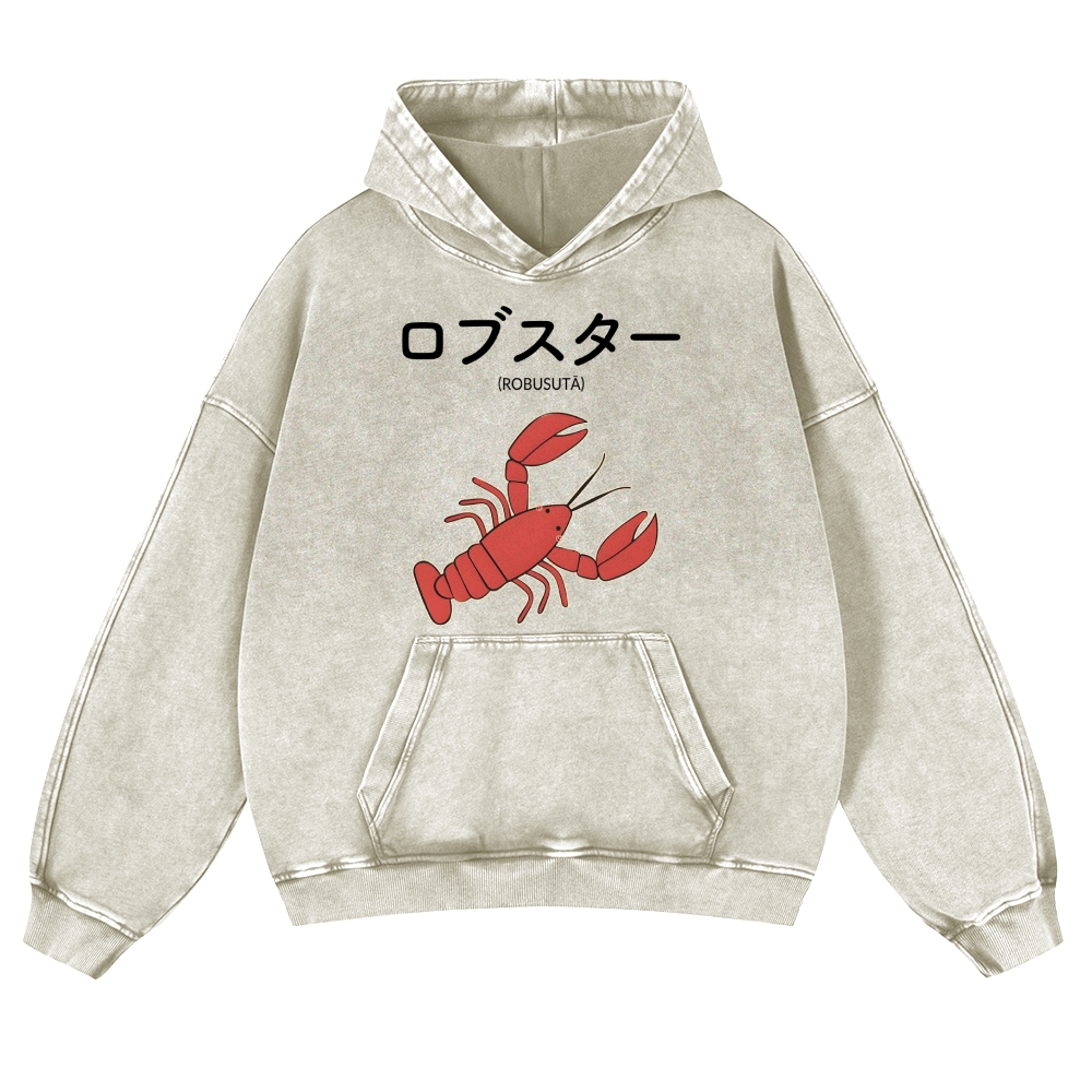 Lobster Vintage Washed Thick Cotton Hoodie