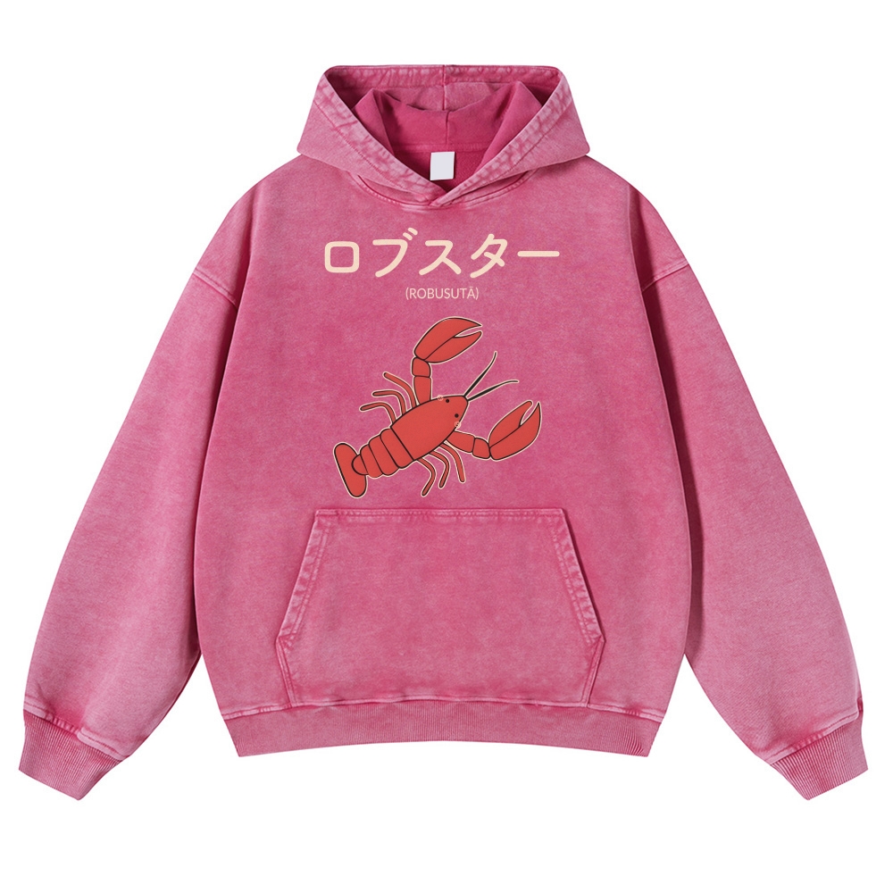 Lobster Vintage Washed Thick Cotton Hoodie