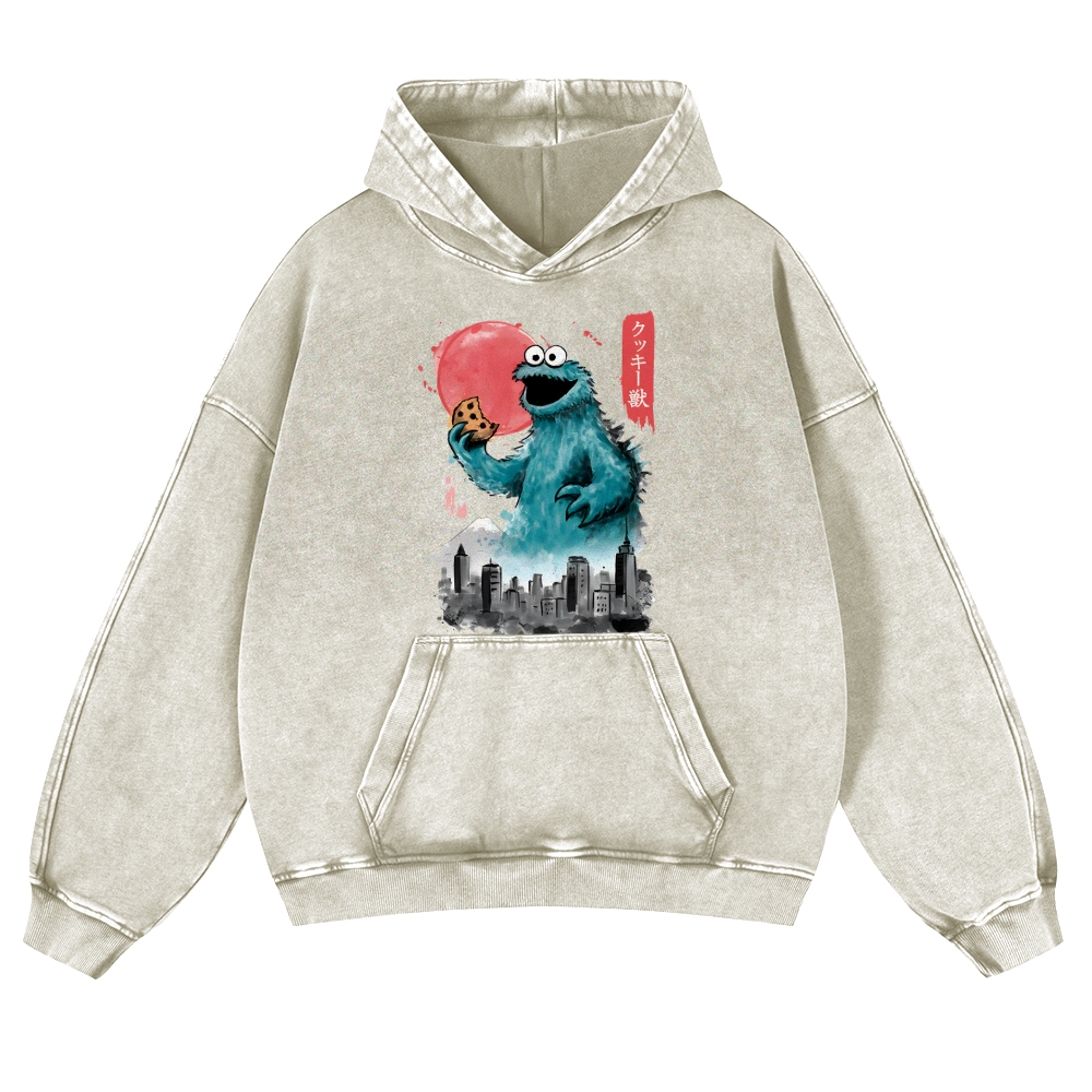 Cookie Kaiju Vintage Washed Thick Cotton Hoodie