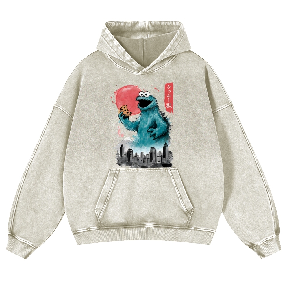 Cookie Kaiju Vintage Washed Thick Cotton Hoodie