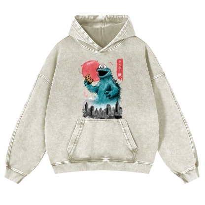 Cookie Kaiju Vintage Washed Thick Cotton Hoodie
