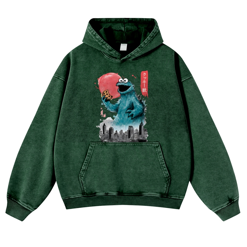 Cookie Kaiju Vintage Washed Thick Cotton Hoodie