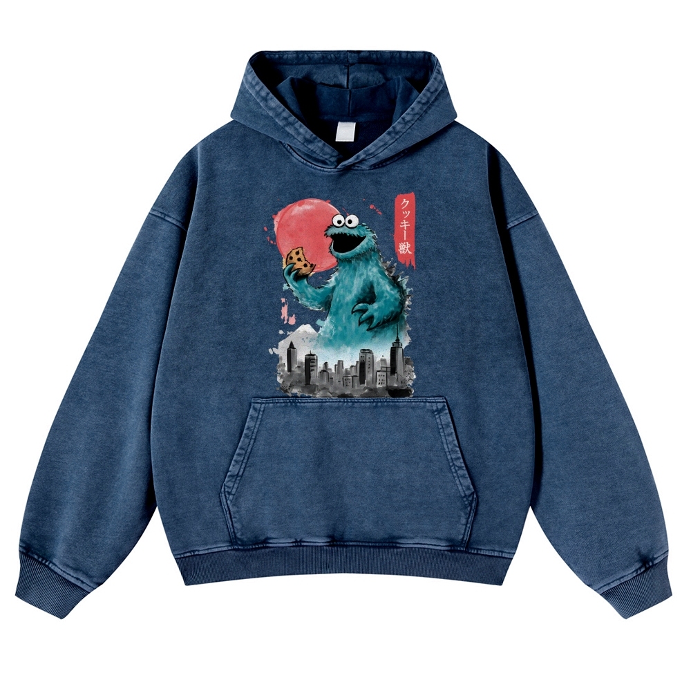 Cookie Kaiju Vintage Washed Thick Cotton Hoodie