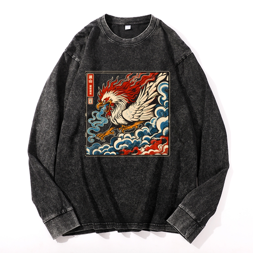 Basan Vintage Cotton Wash Crewneck Long-Sleeve T-Shirt