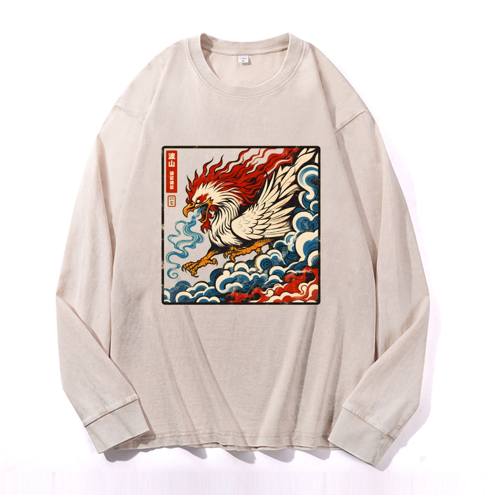 Basan Vintage Cotton Wash Crewneck Long-Sleeve T-Shirt