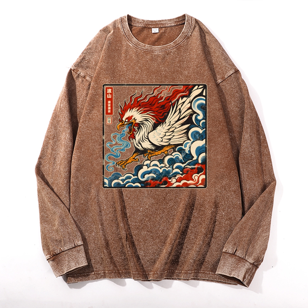 Basan Vintage Cotton Wash Crewneck Long-Sleeve T-Shirt