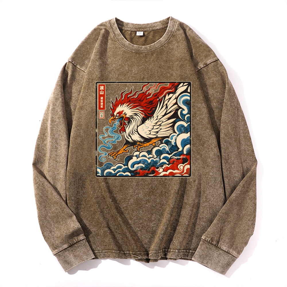 Basan Vintage Cotton Wash Crewneck Long-Sleeve T-Shirt