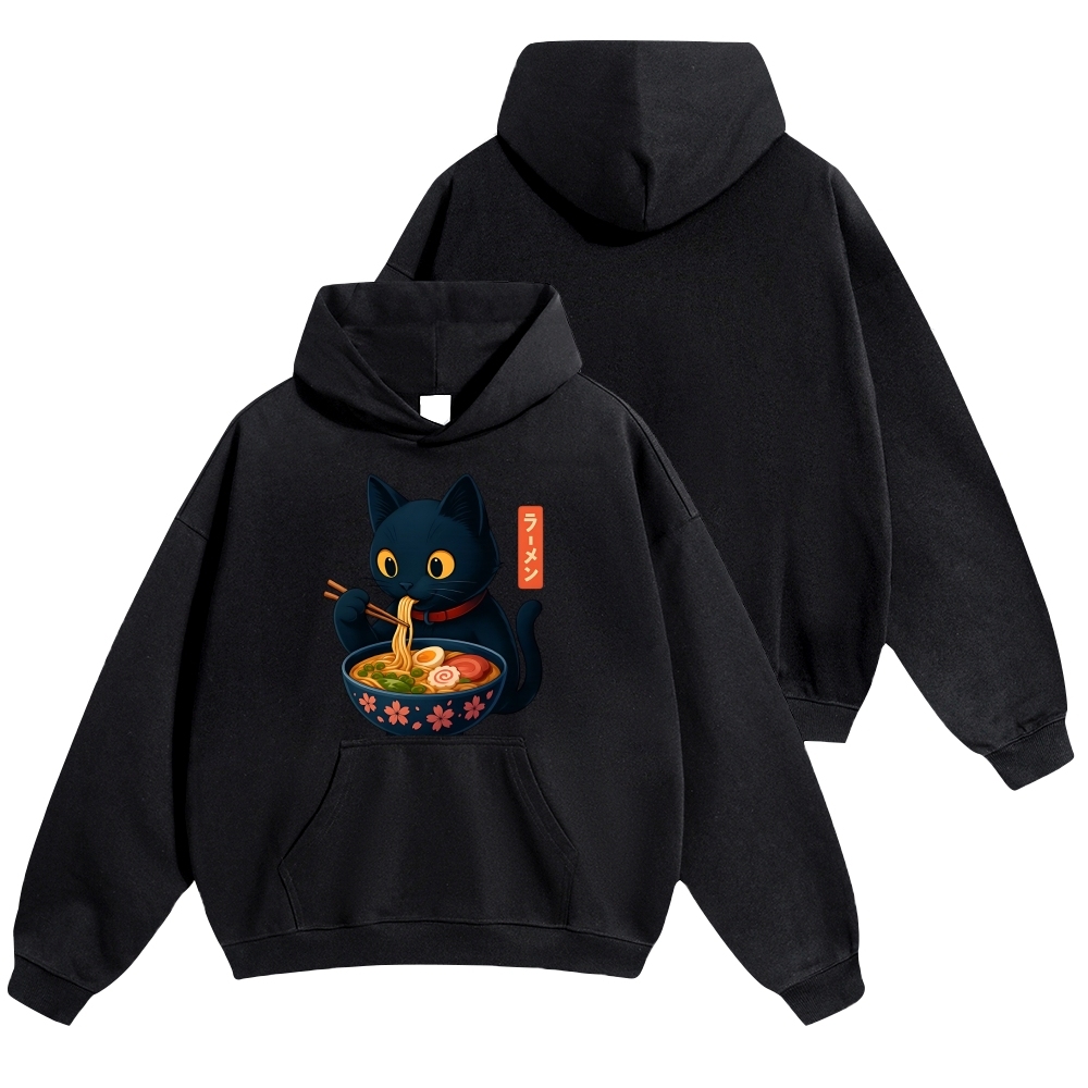 Ramen Cat Vintage Cotton Hoodie
