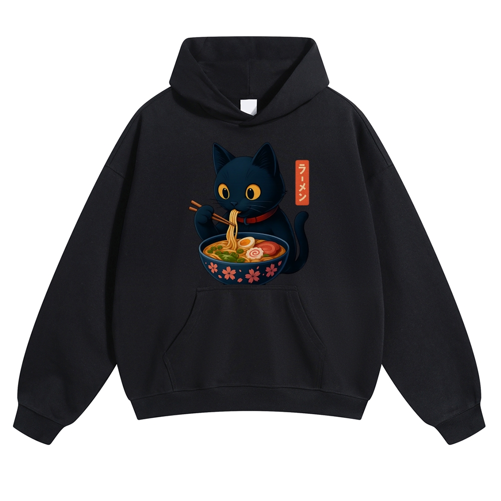 Ramen Cat Vintage Cotton Hoodie