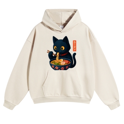 Ramen Cat Vintage Cotton Hoodie