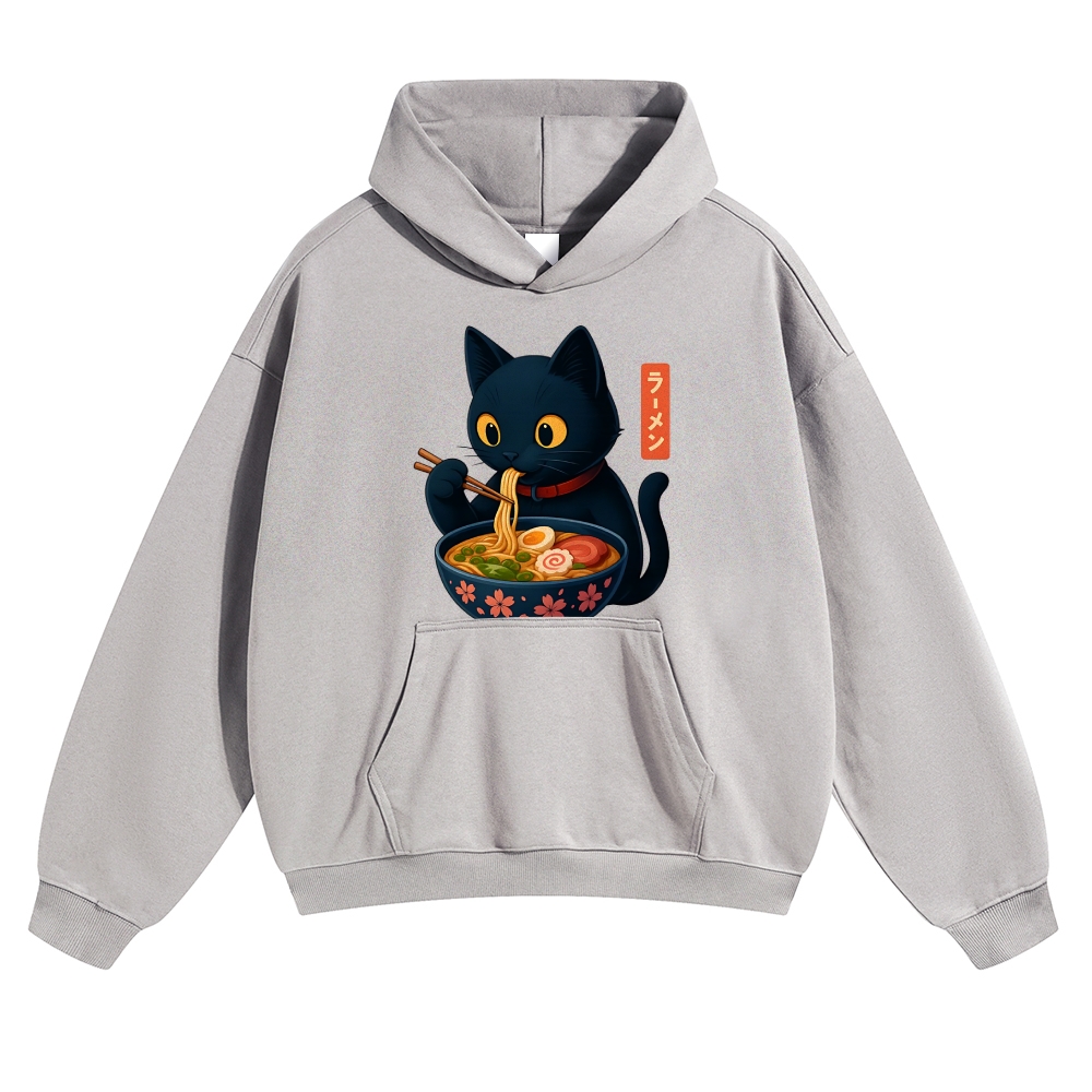 Ramen Cat Vintage Cotton Hoodie