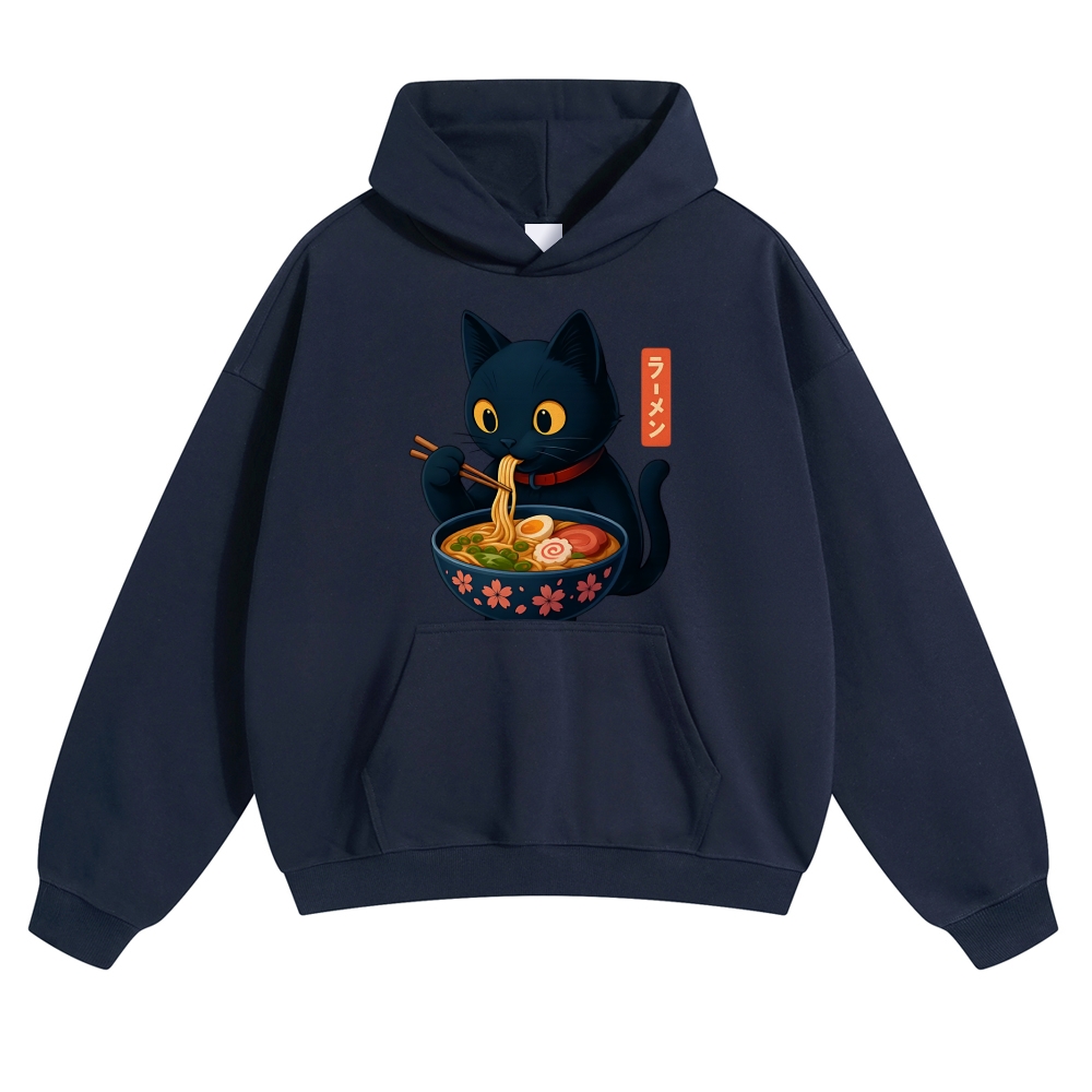 Ramen Cat Vintage Cotton Hoodie