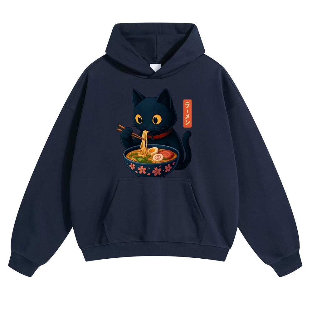 Ramen Cat Vintage Cotton Hoodie