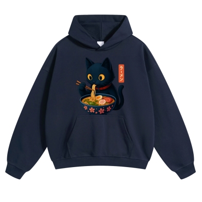 Ramen Cat Vintage Cotton Hoodie