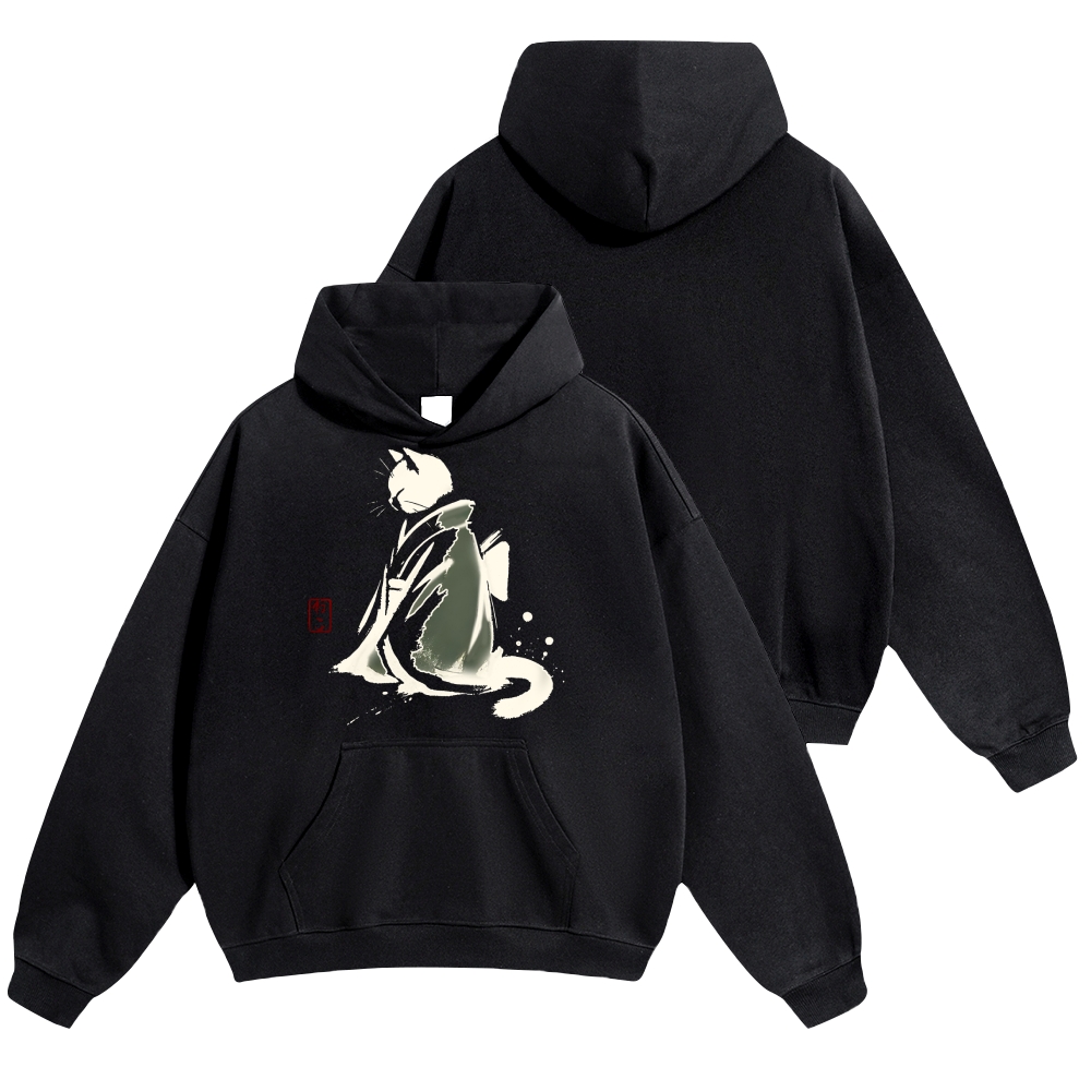 Cat Ink Vintage Cotton Hoodie