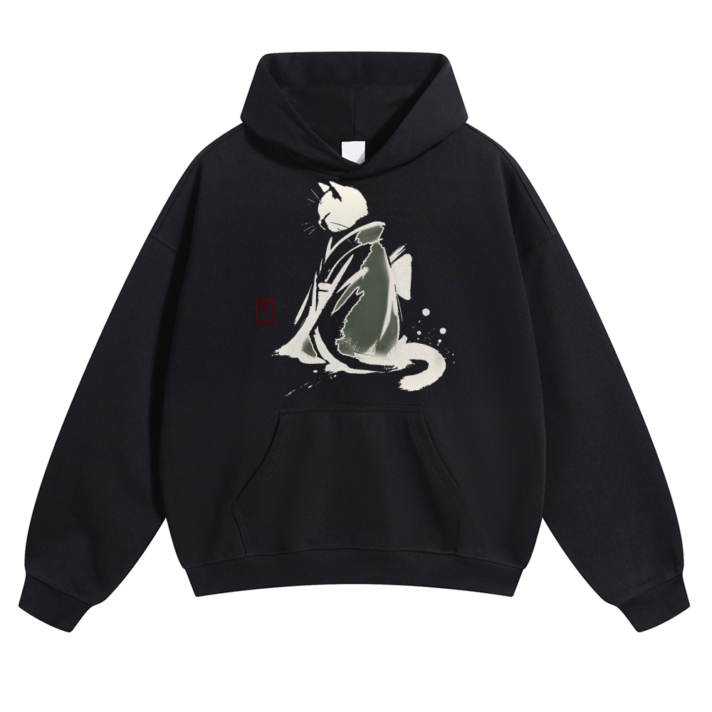 Cat Ink Vintage Cotton Hoodie