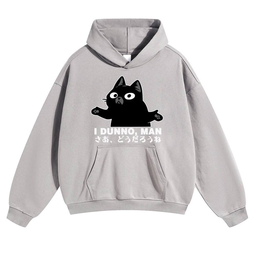 Dunno Cat Vintage Cotton Hoodie