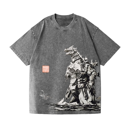 Mecha Kaiju Vintage Wash Japanese Design T-Shirt