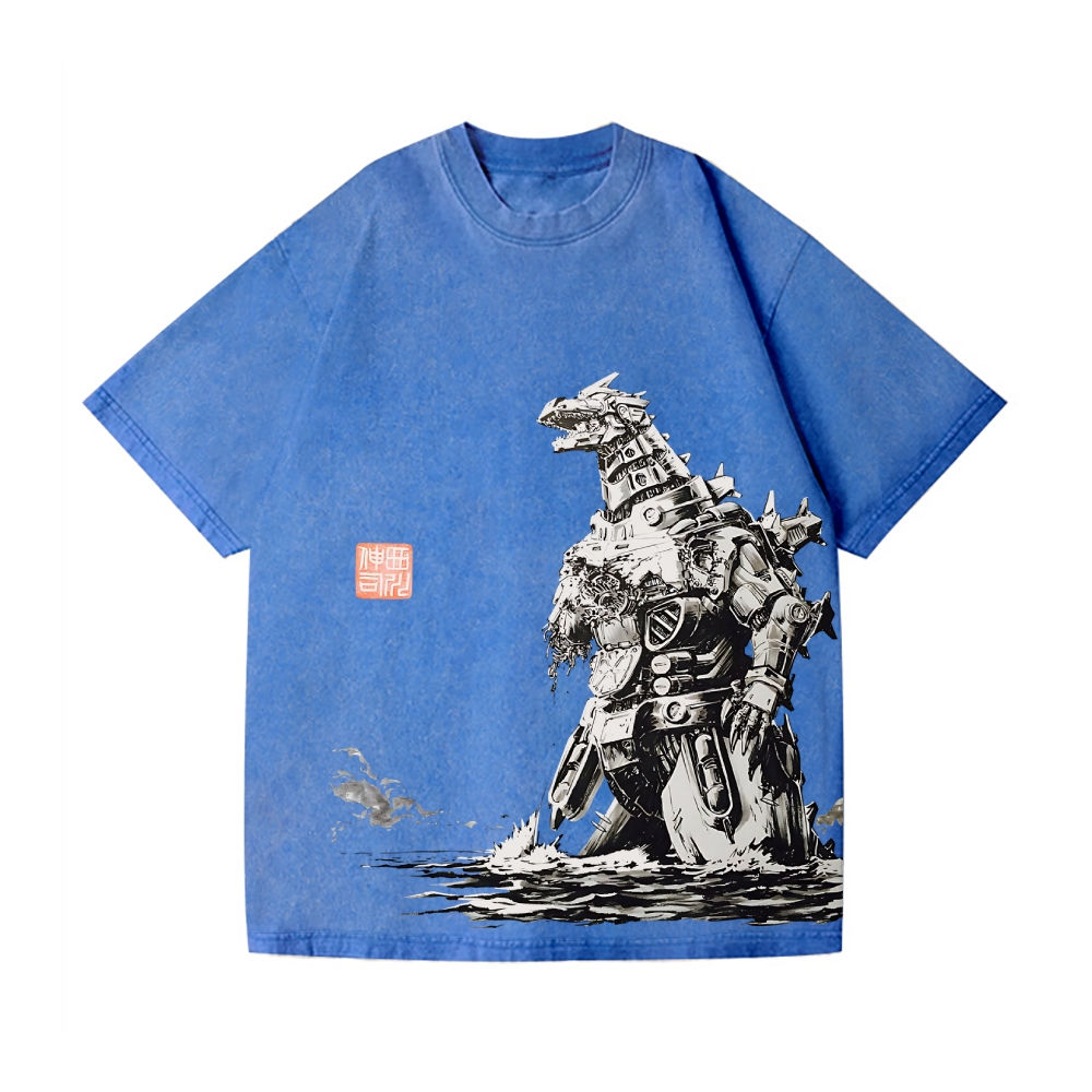 Mecha Kaiju Vintage Wash Japanese Design T-Shirt