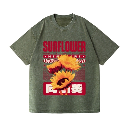 Sunflower Vintage Wash Japanese Design T-Shirt