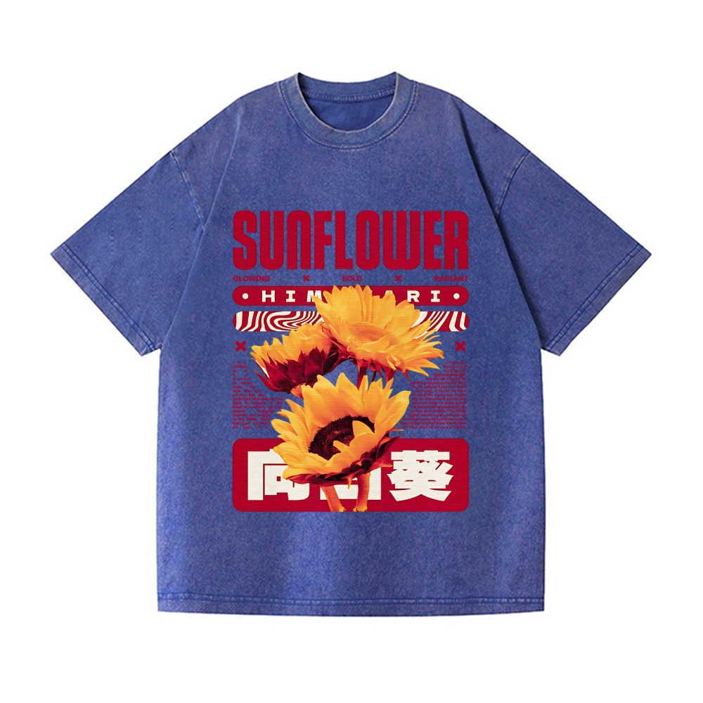 Sunflower Vintage Wash Japanese Design T-Shirt