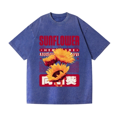 Sunflower Vintage Wash Japanese Design T-Shirt