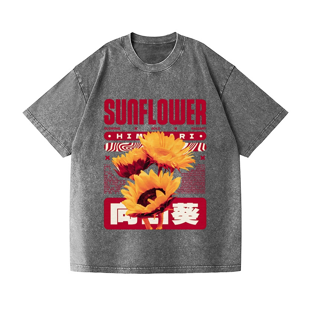 Sunflower Vintage Wash Japanese Design T-Shirt