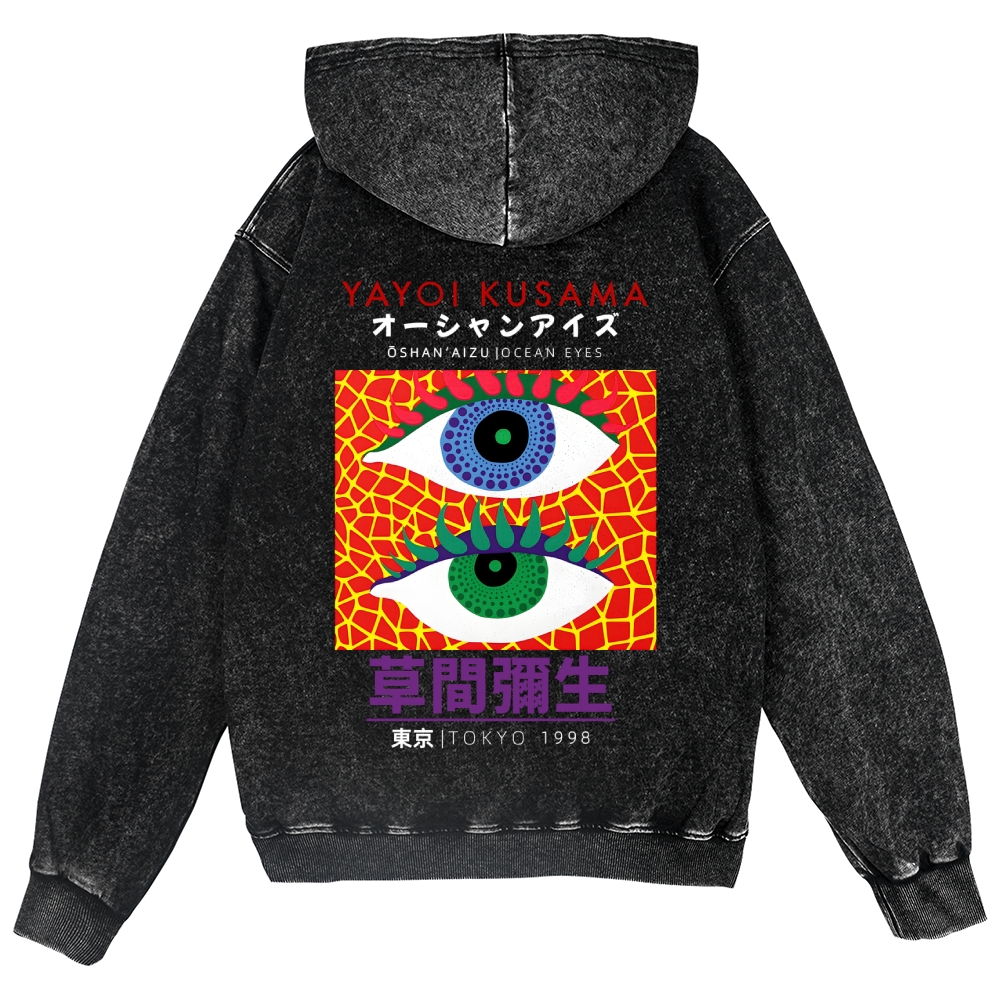 Yayoi Kusama Eyes Vintage Wash Zip Hoodie