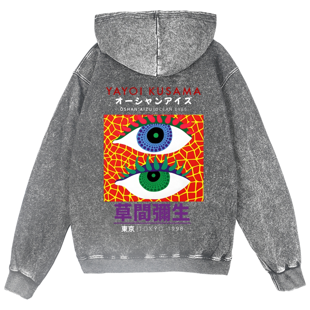 Yayoi Kusama Eyes Vintage Wash Zip Hoodie