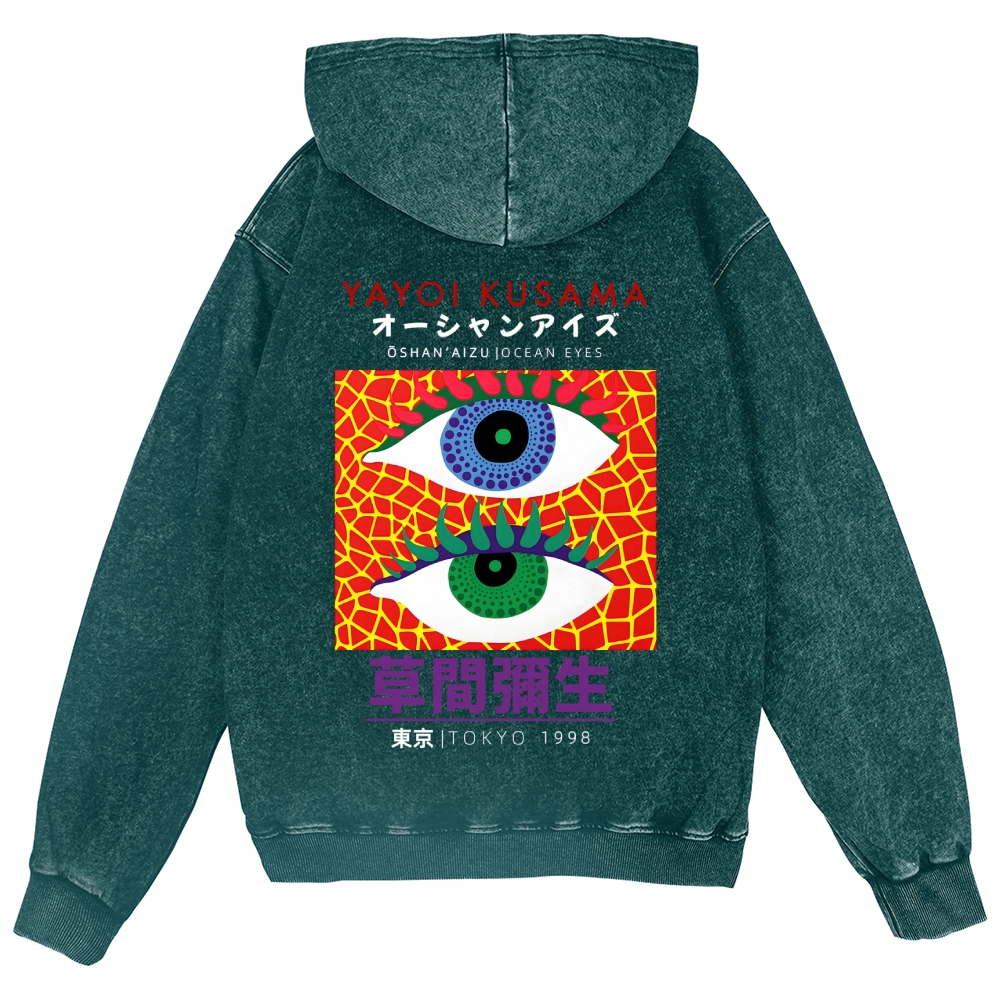 Yayoi Kusama Eyes Vintage Wash Zip Hoodie