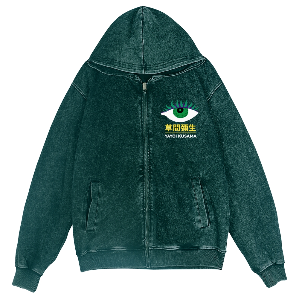 Yayoi Kusama Eyes Vintage Wash Zip Hoodie