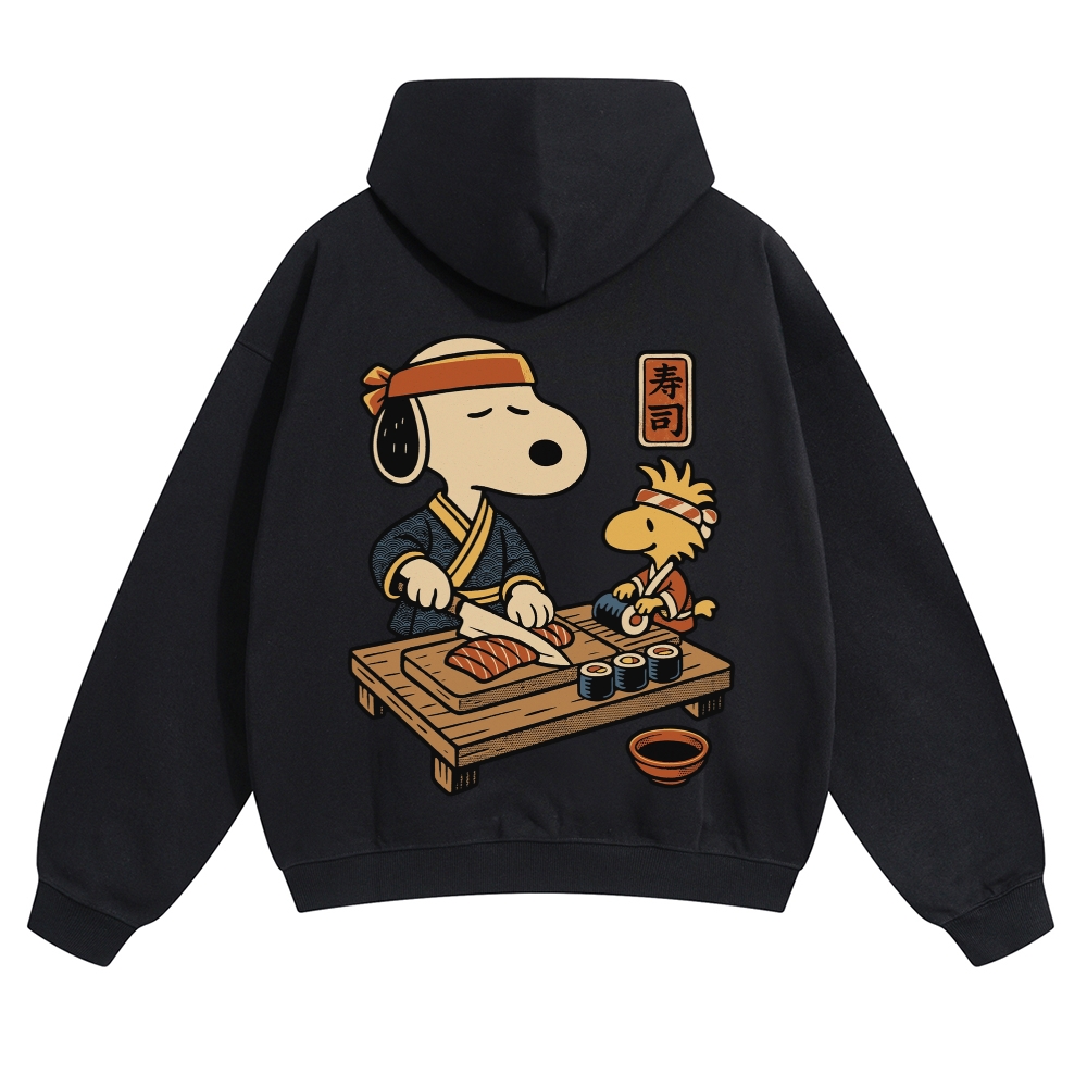 Sushi Peanuts Dog Vintage Cotton Hoodie
