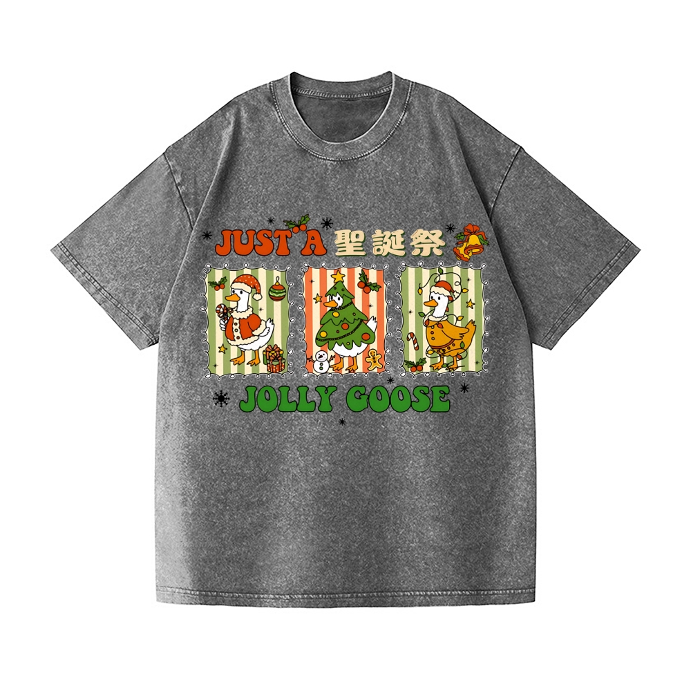 Just a Jolly Goose Christmas Vintage Wash Japanese Design T-Shirt