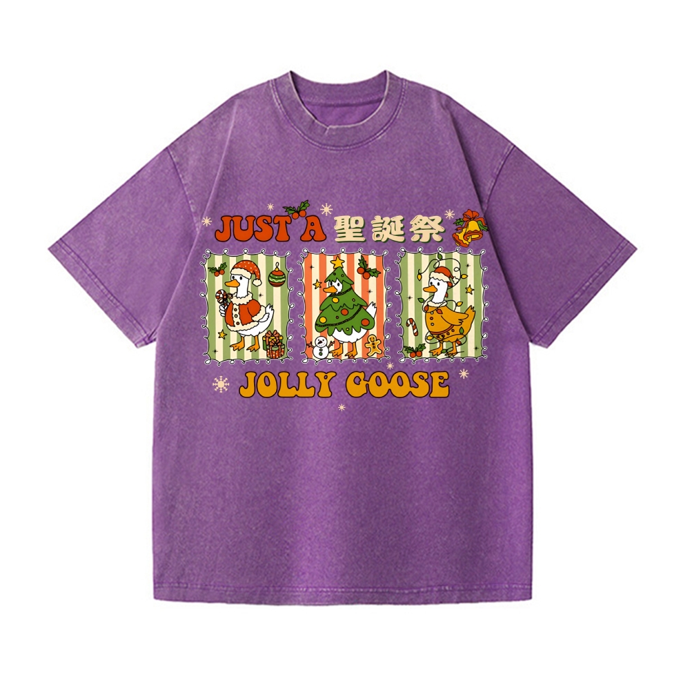 Just a Jolly Goose Christmas Vintage Wash Japanese Design T-Shirt