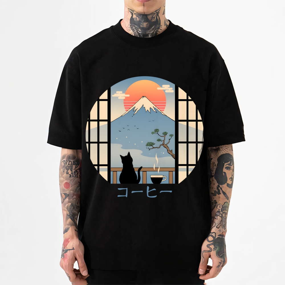 Cat Fuji Mt Japanese Style Classic Tee