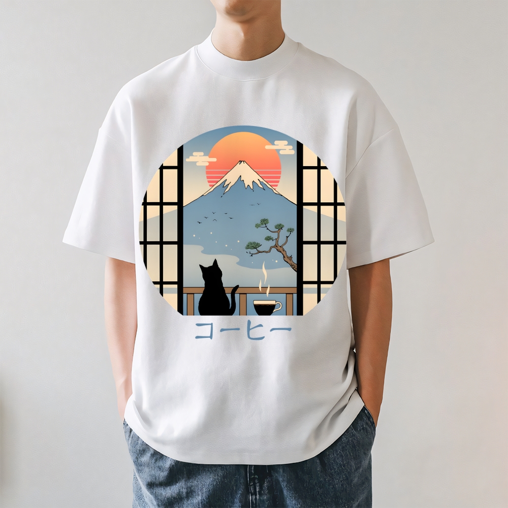 Cat Fuji Mt Japanese Style Classic Tee