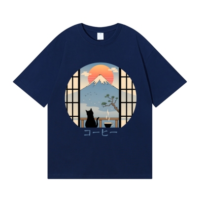 Cat Fuji Mt Japanese Style Classic Tee