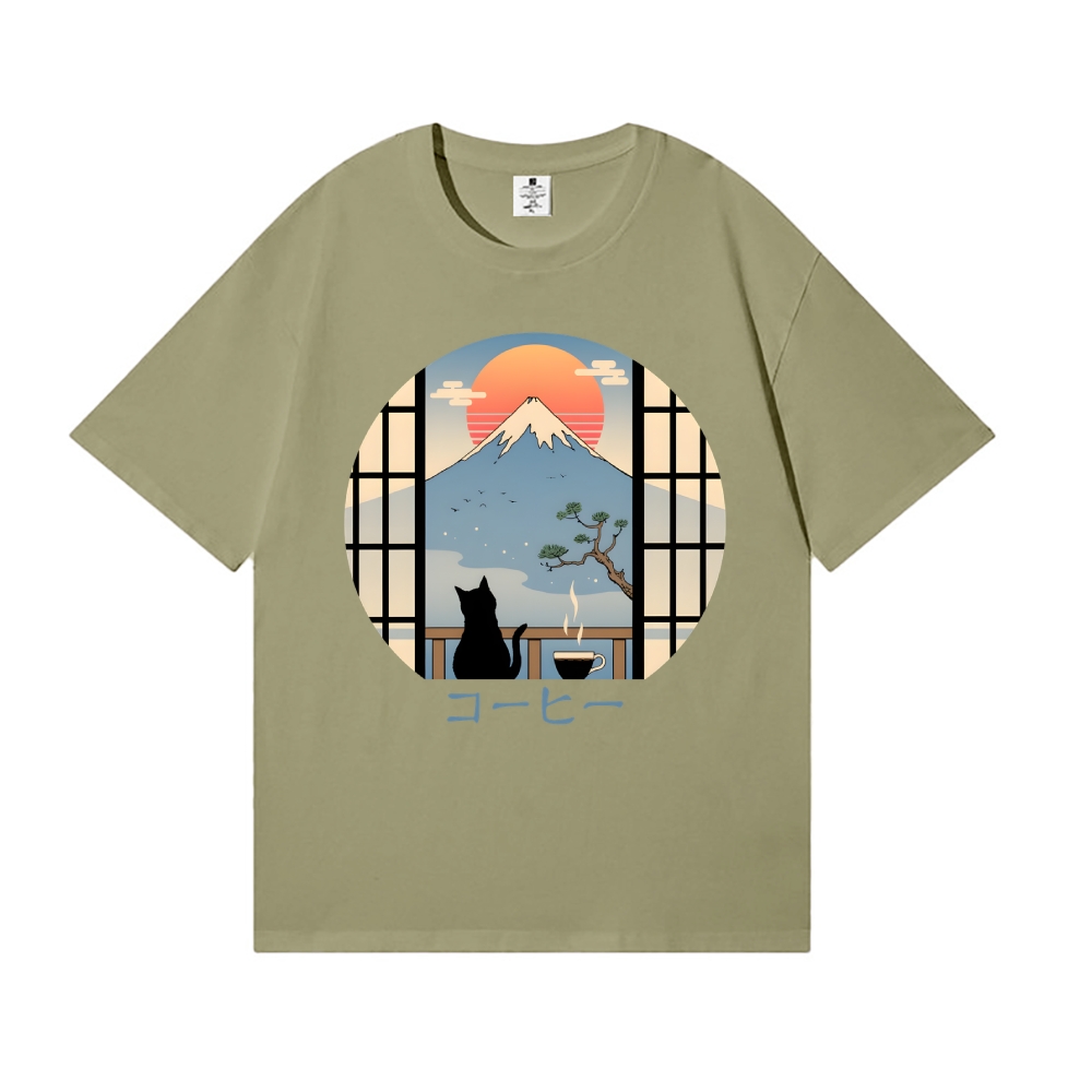 Cat Fuji Mt Japanese Style Classic Tee