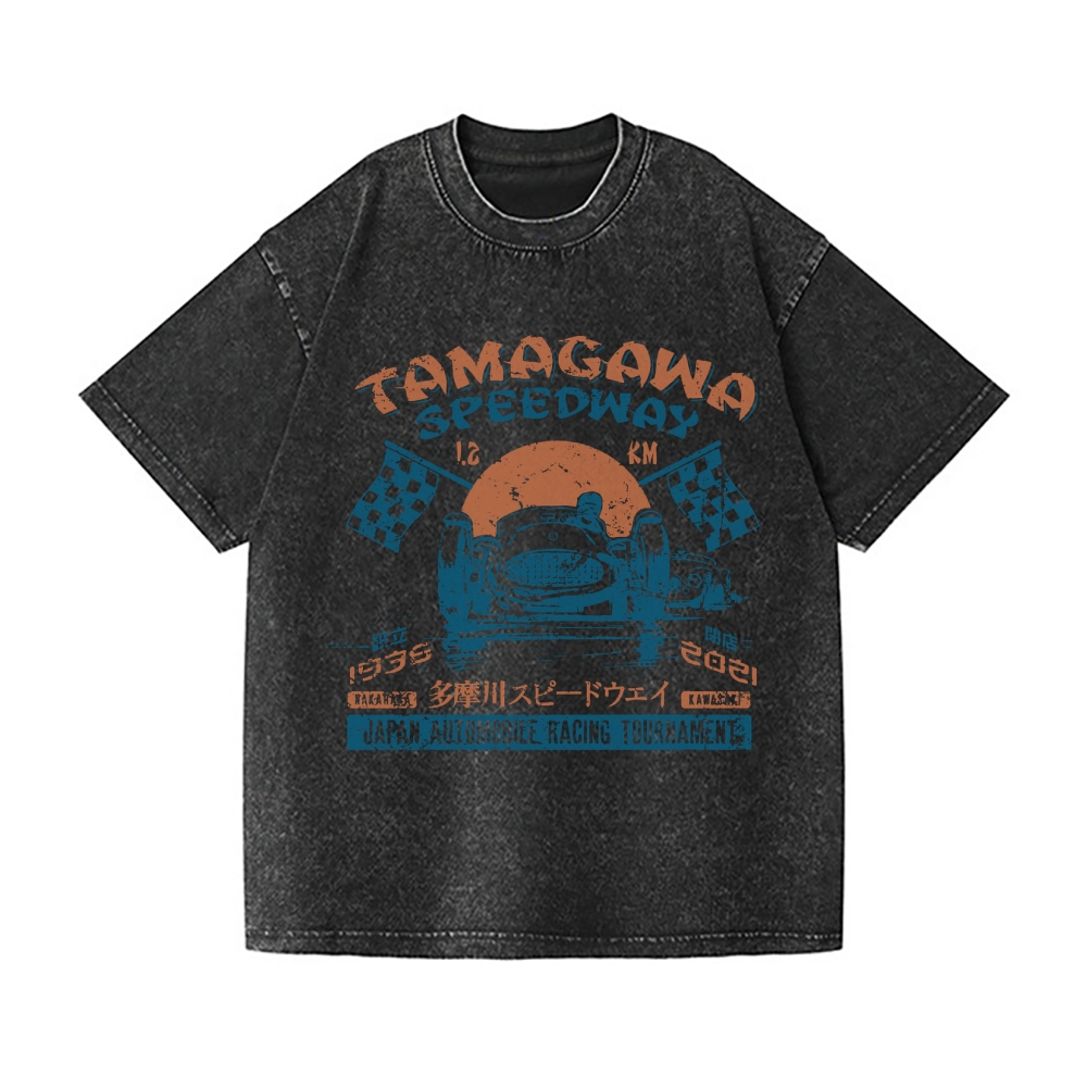 Tamagawa Speedway Vintage Wash Japanese Design T-Shirt