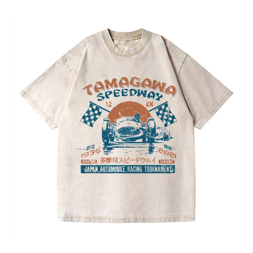 Tamagawa Speedway Vintage Wash Japanese Design T-Shirt