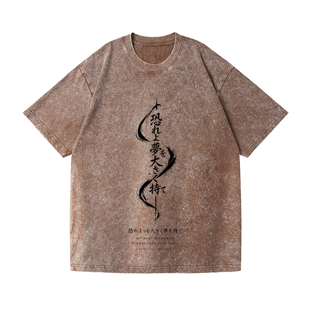 Dreams Bigger than Fears Vintage Wash Japanese Design T-Shirt