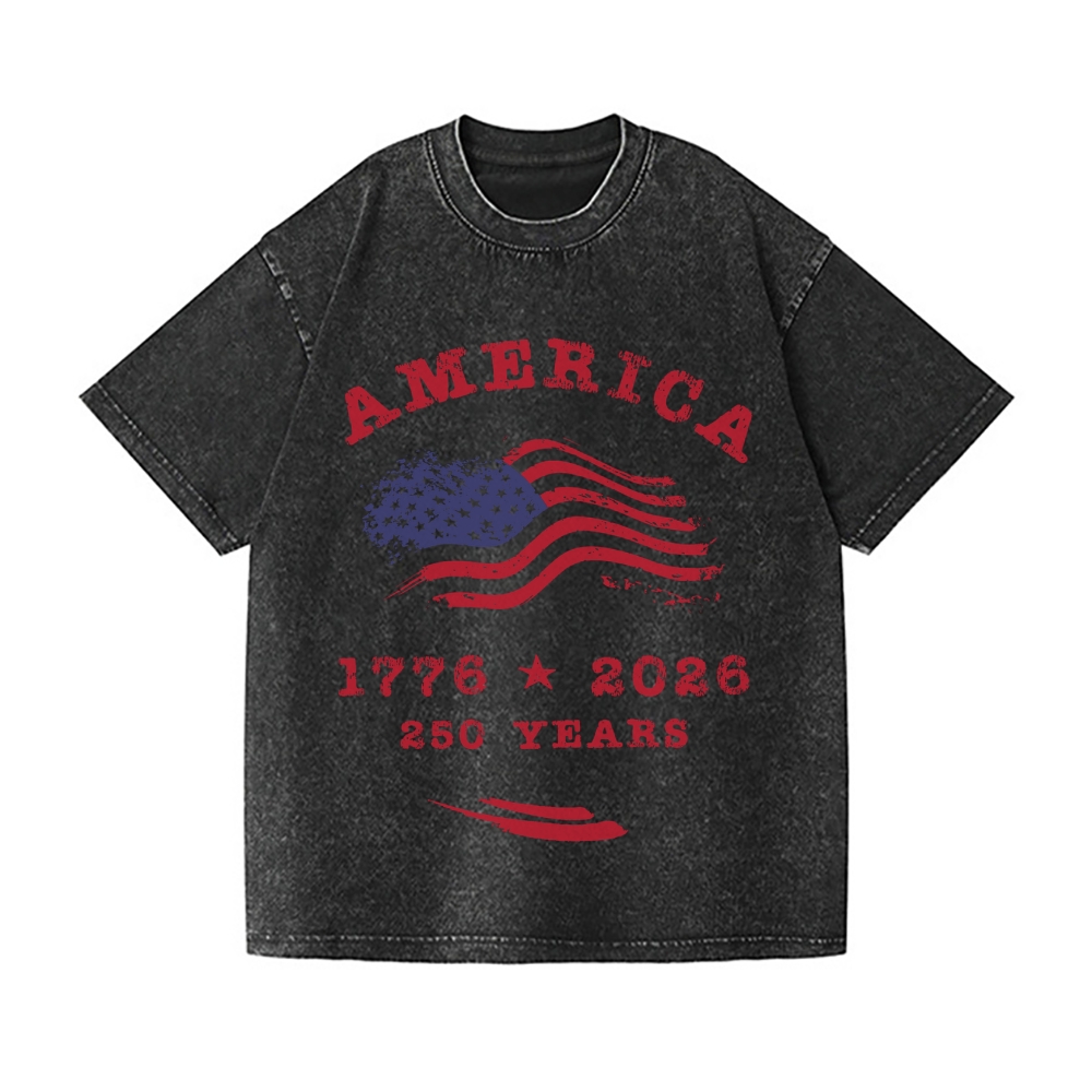 America 250 Years Vintage Wash Japanese Design T-Shirt
