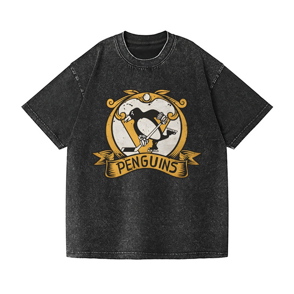 Penguins  Ice Hockey Vintage Wash Japanese Design T-Shirt