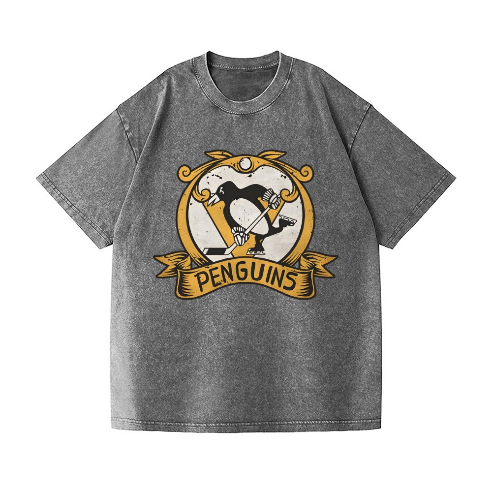 Penguins  Ice Hockey Vintage Wash Japanese Design T-Shirt