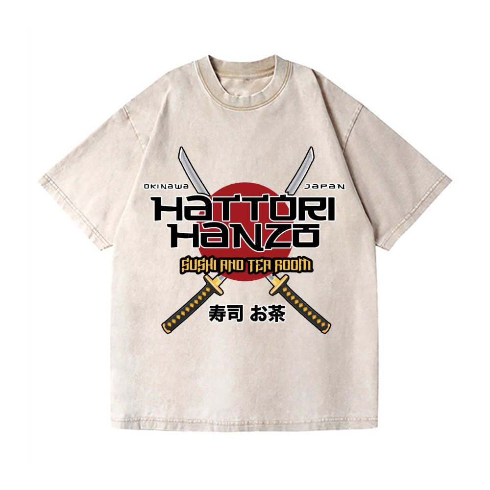 Hattori Hanzo Sushi And Tea Room Okinawa Vintage Wash Japanese Design T-Shirt